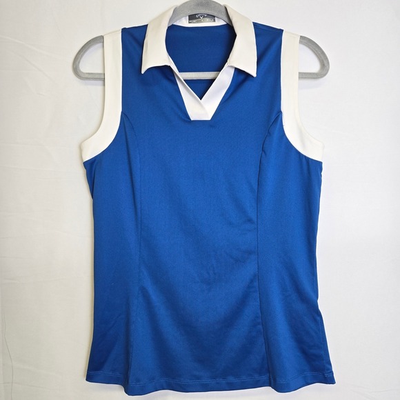 Callaway Tops - Callaway Colorblock Sleeveless Golf Polo, Opti-Dri, Blue/White, Women's Medium